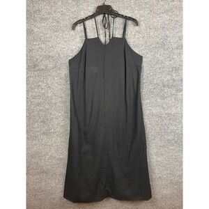Universal Thread Linen Blend Midi Dress Women's XL Black Smocked Halter Tie Back